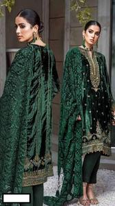 2023 colección de Bodas de lujo último terciopelo bordado Salwar Kameez Venta caliente ropa de fiesta de piedra pesada para indio - Product Image 4