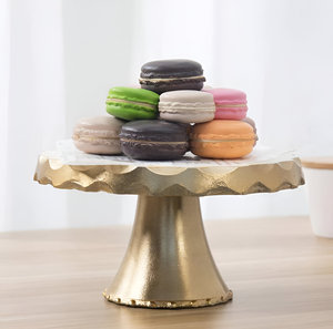 Gran oferta, tono dorado personalizado y parte superior blanca, soporte para pastel redondo de Metal, personalización de logotipo de la India - Product Image 5
