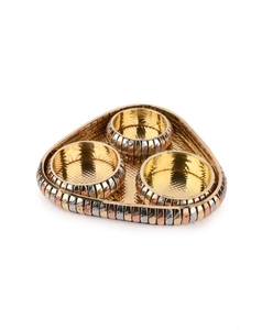 Plateau triangulaire avec 3 bols ronds pour servir des fruits secs, en cuivre et en laiton, bol rond de forme ronde, décoration de table à domicile - Product Image 5