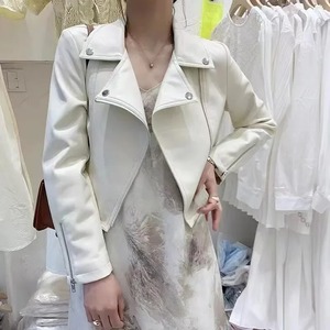 แจ็กเก็ตหนังเอวสูงแฟชั่นสำหรับผู้หญิง, แจ็กเก็ตหนังแฟชั่นทรงสลิมมิ่งสำหรับผู้หญิงแจ็กเก็ตมอเตอร์ไซค์แจ็คเก็ตแบบสั้นอินเทรนด์ฤดูใบไม้ผลิและใบไม้ร่วง - Product Image 4