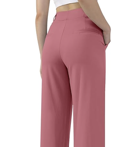 Pantalones de Trabajo Casuales de Negocios para Mujer, de Pierna Ancha y Recta, con Bolsillos, para Oficina - Product Image 1