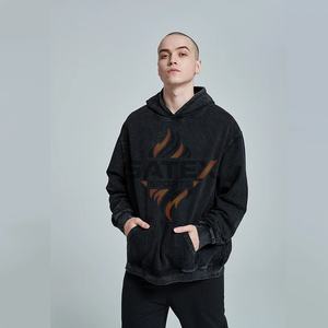 Acid Wash Unisex Oversized Embroidered Winter Hoodie-Customize Streetwear Vintage <b>Hooded</b> Pullover - Product Image 6