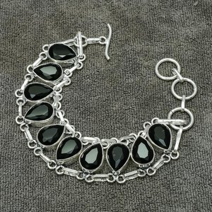 Handmade <b>925</b> <b>Sterling</b> <b>Silver</b> <b>Bracelet</b> Black Spinel Gemstone Elegant Jewelry Gift for Her for Weddings Parties Christian Symbol - Product Image 1