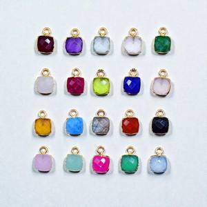 Wholesale 925 Sterling Silver Cushion Shape Gemstone Charm Pendants - Gold Electroplated - Natural Stone Jewelry - Product Image 1