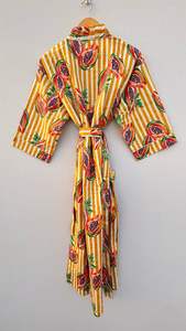 ชุดกิโมโนลายดอกไม้ผ้าฝ้ายพิมพ์ลายดอกเดซี่สีเขียวขาวเดซี่เสื้อคลุมอาบน้ำน้ำหนักเบาสำหรับฤดูร้อนชุดอยู่บ้านสปานุ่มซักได้ตามธรรมชาติ - Product Image 5