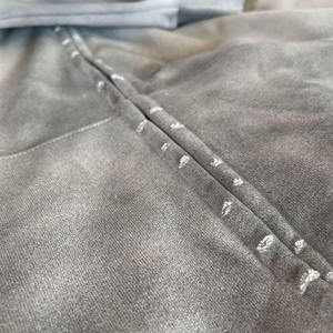 Sudaderas con capucha personalizadas para hombre rasgadas de gran tamaño de peso pesado, fabricante desgastado por el sol, Sudadera con capucha Vintage para hombre con lavado ácido para hombre - Product Image 5