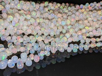 Collier de perles d'opale de feu éthiopienne de haute qualité, taille brillante, pierres précieuses naturelles lisses, cadeaux de bijoux, fabrication de bijoux DIY, 16