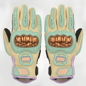 Gants de course en PU pastel à doigts entiers avec fermeture auto-agrippante, respirants, pour moto, motocross, cyclisme - Product Image 1