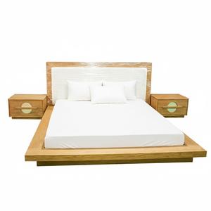 Luxury Acacia Wood & Pine Bed Frame Set with 2 Nightstands Modern Design Durable Construction OEM/ODM Support - Product Image 4