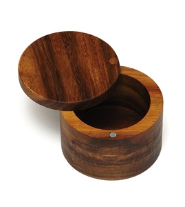 Boîte à sel ou à épices en bois d'acacia avec couvercle pivotant, 3-1/2\" X 2-1/2\", artisanat, boîte à épices en bois brun design - Product Image 4