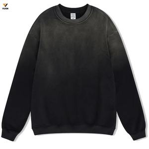 2025 nuevo diseño lavado con ácido cuello redondo pesado sudaderas desteñidas para hombres invierno francés polar 400gsm XS tamaño patrón sólido al por mayor - Product Image 4
