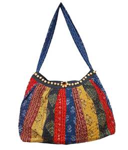 Moderne glamour indien traditionnel ethnique fourre-tout sac à main à bandoulière pour les femmes imprimé brodé ouvert été automne Style Portable - Product Image 1