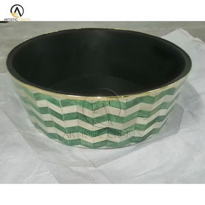 Maceta Artesanal con Incrustaciones de Hueso en Forma de Zigzag |   Macetero Decorativo para Jardín, Patio, Balcón, Decoración del Hogar y Sala de Estar Moderna - Product Image 4