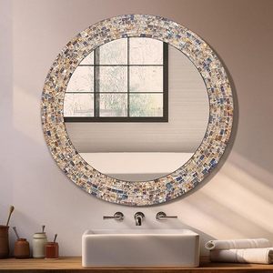 Miroir mural en mosaïque en cadre de miroir mural décoratif violet ultra violet pour la maison salon salle de bain décoration par ARTISAN AURA - Product Image 1