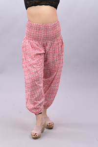 กางเกงขากว้างของผู้หญิงกางเกงเอวสูงผ้าฝ้ายพิมพ์ลายแบบลำลองกางเกงขากว้างทรงหลวมพอดีตัวสำหรับฤดูร้อน - Product Image 5