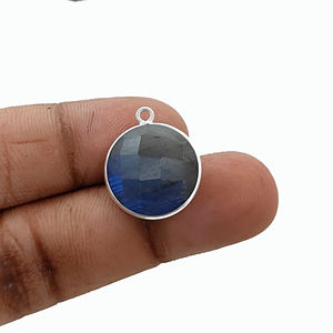 จี้ลาบราโดไรต์สีน้ำเงิน - จี้พลอยทรงกลมเจียระไน - จี้เงินแท้ 925 - Product Image 6