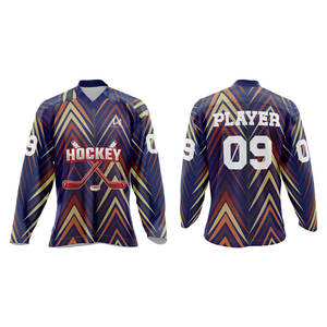 Camisetas de Moda Urbana al por Mayor, Camisetas Personalizadas con Estampado por Transferencia de Calor, Camisetas de Hockey de Malla Estampadas de Manga Larga, 100% Poliéster - Product Image 3