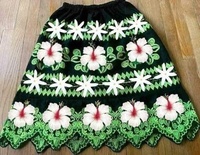 Vente chaude Femme Pohnpei Jupe Motif Floral Brodé Midi Taille Élastique Jupes Île Micronésienne Jupes Décontractées pour les Femmes