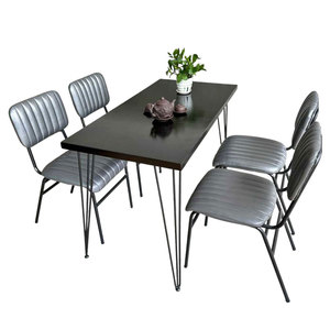 Ensemble table et chaises rectangulaires pour appartement, avec 4 chaises - Design réglable - Product Image 1