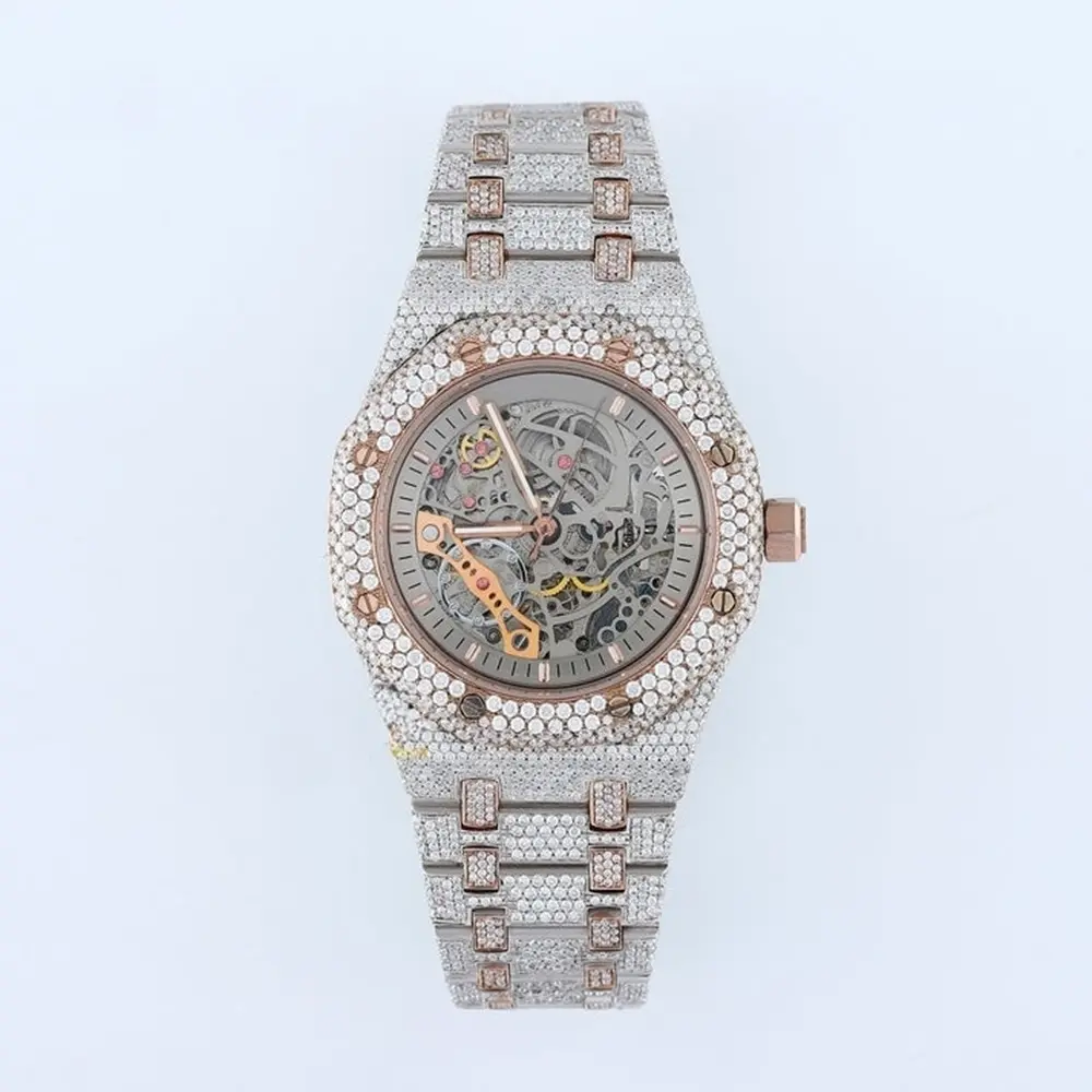 OEM ODM Top Marque de Luxe Bling Quartz Carré Hommes Montre Relojes Hip Hop Or Plein Diamant Glacé Montre