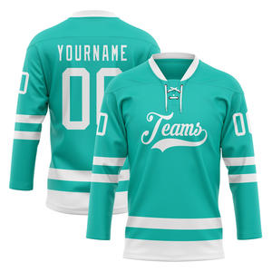 Conjunto personalizado de Jersey de hockey sobre hielo para adultos diseño reversible estampado de nombre de equipo tejido de poliéster duradero transpirable de secado rápido - Product Image 3
