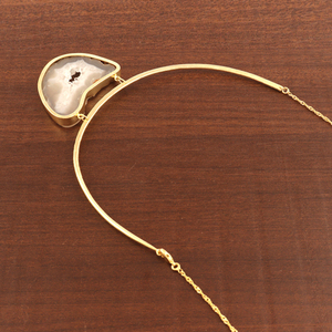 Collier ras du cou en Agate et Druzy, Design Unique et Adorable, chaîne fantaisie de singapour, collier de déclaration - Product Image 5