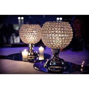 Elegant Metal and <b>Crystal</b> Ball Silver Tabletop Centerpiece for Wedding Christmas <b>Decoration</b> Votive Candle Stand - Product Image 1