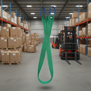 2t Lifting <b>Sling</b> Green Double-Layer Flat Webbing Reinforced Loops High Tenacity Polyester (PES) Packaging Ropes - Product Image 3