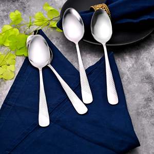 Ensemble de 4 cuillères en acier inoxydable argenté au design moderne et majestueux, finition miroir, pour les occasions festives - Product Image 2