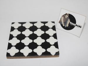 Premium Quality <b>Black</b> & White Geometrical Pattern Wooden <b>Coaster</b> Set New Resin Inlay Table Mat/Pad Traditional Design - Product Image 2