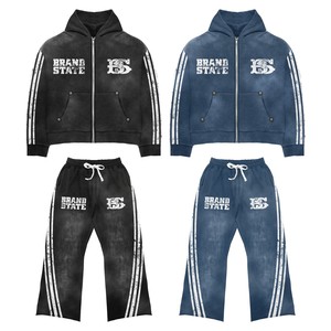 Conjunto Deportivo Unisex con Cuello Cruzado, Sudadera con Capucha de Felpa de Algodón Grueso, Pantalones Deportivos Ajustados, Atuendo Urbano Cálido con Cuello Alto - Product Image 1