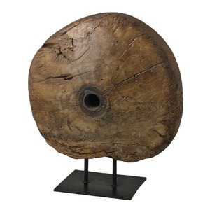 Soporte de escultura de madera Circular marrón Natural 100% del distribuidor de confianza Decoración de acento rústico para el hogar y la Oficina con lámpara de estilo artístico - Product Image 1