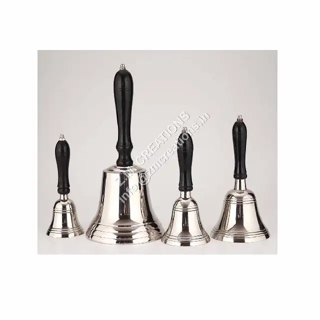 Hand Bell Aluminum And Wood Church Gong Silver & Black Color Made in India Wholesale Price Hot selling Product