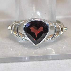 925 plata esterlina rojo granate pera corte anillo boda aniversario joyería fina enero piedra natal - Product Image 3