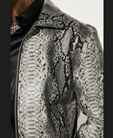 Flambant neuf hommes gothique gris exotique Python serpent Texture véritable veste en cuir d'agneau entièrement personnalisé