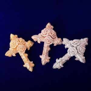 Joyería Hip Hop, Colgante de Cruz de Lujo con Incrustaciones de Diamantes, para Cadena Cubana, Plata 925, Colgante con Diamantes Moissanite - Product Image 3