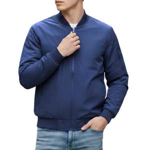 Blouson Bomber Slim Fit Bleu Royal Homme Broderie Logo Personnalisé Style Baseball Varsity Coupe-Vent Casual Blouson de Vol Extérieur - Product Image 1