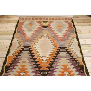 Alfombra Turca de 4.7x9.3 pies, Alfombra Vintage, Alfombra de Lana con Rayas Naranjas - Product Image 3