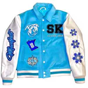 Blouson aviateur universitaire de baseball à broderie chenille personnalisé pour femmes veste polaire respirante en cuir de peau de mouton Design Letterman - Product Image 4