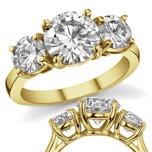 Bague de fiançailles classique de luxe SHREYA DIAM en moissanite à trois pierres brillantes, en argent sterling 925 plaqué rhodium, sertie à griffes - Product Image 6