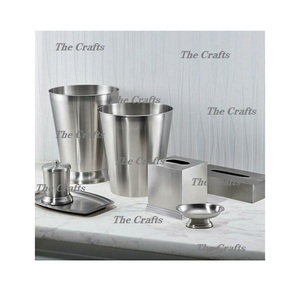 Juego de baño de acero inoxidable de color plateado, 8 piezas, tamaño y forma personalizados, juego de baño para accesorios de baño - Product Image 5