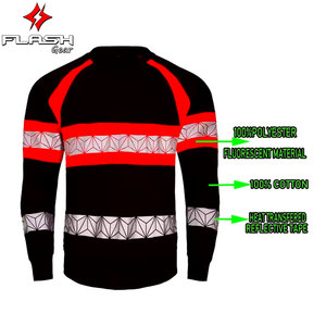 Jersey de bloque de color de alta visibilidad, Camisa de algodón de seguridad, suéter de cuello redondo, manga larga reflectante, ropa de trabajo de alta visibilidad, sudadera - Product Image 2