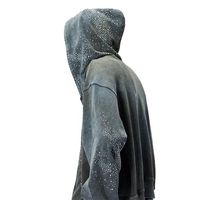 Vêtement surdimensionné pour homme, sweat à capuche vintage délavé à l'acide et sweats évasés, ensemble graffiti en strass, survêtement à fermeture éclair lourde pour homme