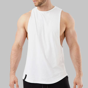 Débardeur de course surdimensionné de haute qualité pour hommes Logo personnalisé Coton Spandex Écologique Respirant Blanc Sans manches Sports Gym - Product Image 1