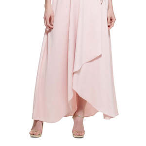 Abito da ballo DKNY da donna in crepe rosa con schiena in raso, maniche a volant, confortevole, linea ad A, disponibile dalla XS alla 10, lungo fino al pavimento - Product Image 3