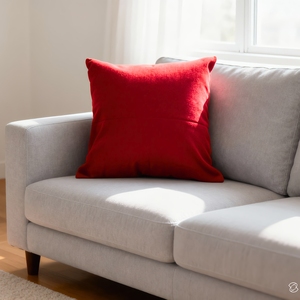 Housse de coussin en toile 100% coton, rouge uni, carrée, de qualité supérieure, pour canapé, pour la maison et l'hôtel - Product Image 4