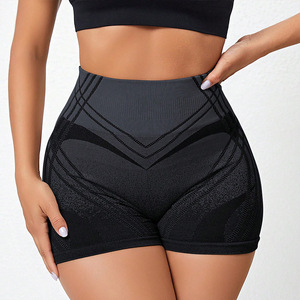 Mallas de Yoga de entrenamiento de punto sin costuras, mallas deportivas de ciclista, pantalones cortos de gimnasio de cadera de melocotón, patrón rápido transpirable - Product Image 4