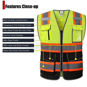 Gilet de sécurité haute visibilité pour la construction, prix de gros, design personnalisé, vente chaude, léger, 100% polyester respirant, fabriqué au Pakistan - Product Image 4