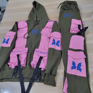 Chándal personalizable de alta calidad respetuoso con el medio ambiente cintura elástica transpirable ligero sólido conjunto de invierno frontal personalizable - Product Image 1