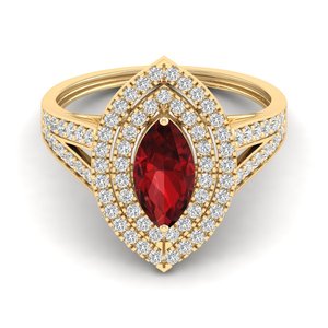 Bague solitaire REYES en or blanc 14 carats avec diamant certifié IGI pour femme, taille marquise, pierre précieuse grenat 1 carat - Product Image 5